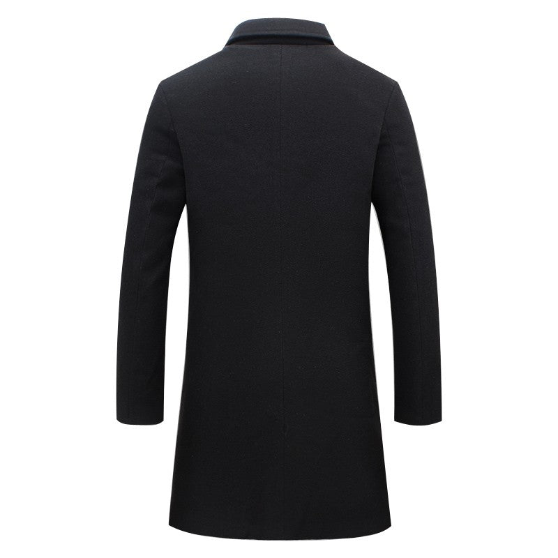 Stylish men's long coat, an elegant outerwear piece suitable for formal occasions and cold weather.