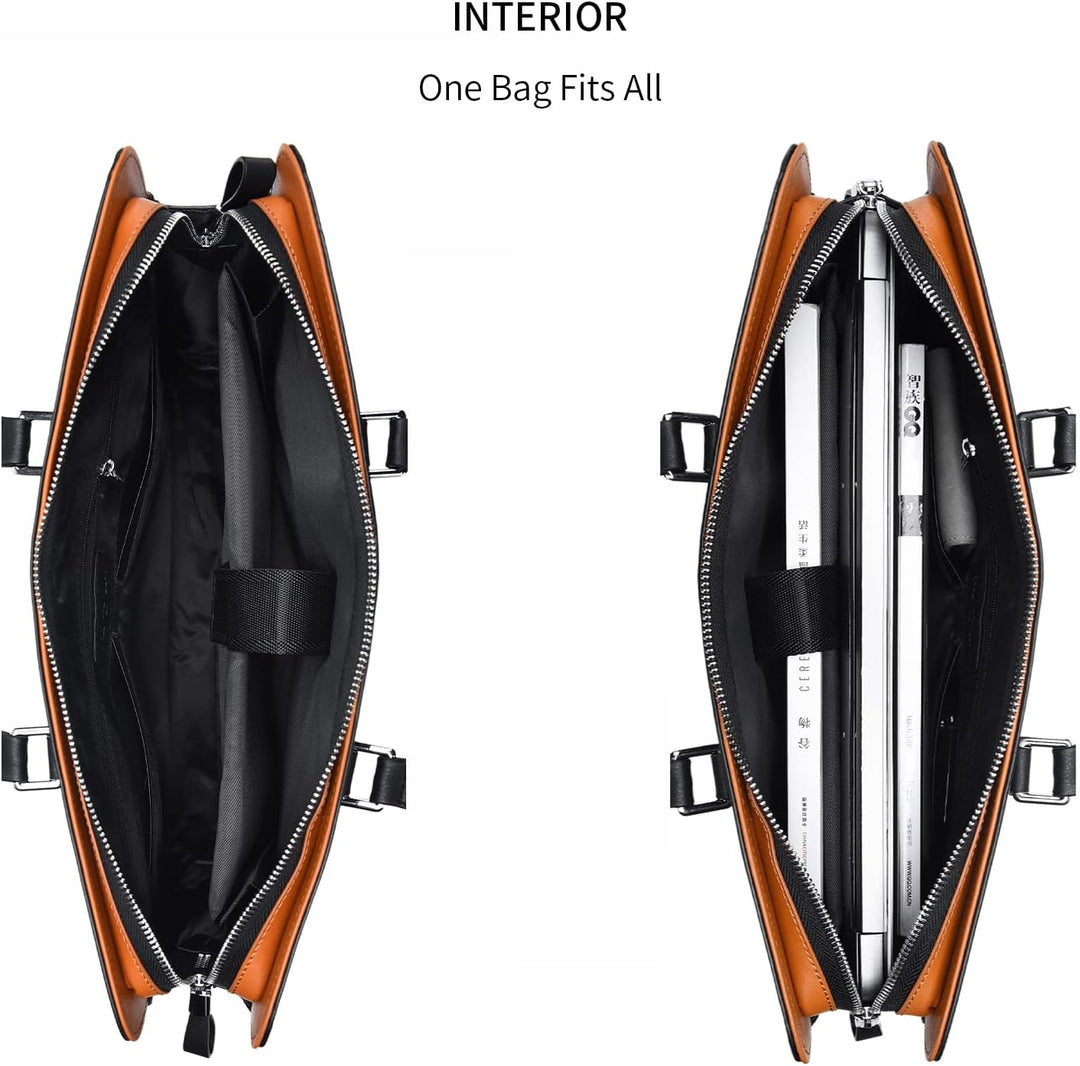 Classic genuine leather men's briefcase, ideal for modern business needs.