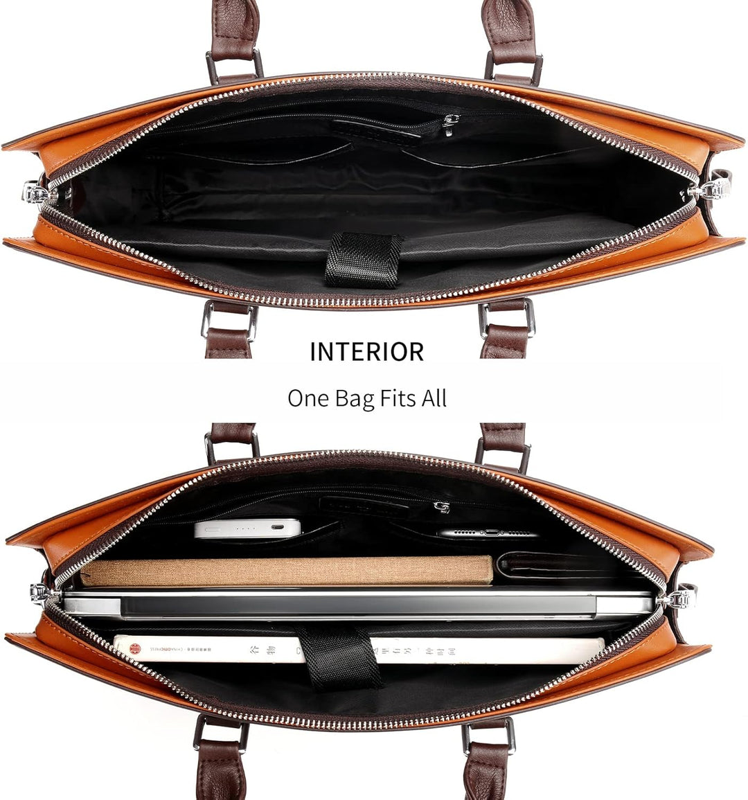 Genuine leather men's briefcase, ideal for business trips.
