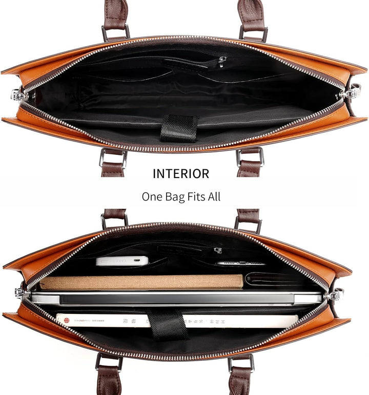 Genuine leather men's briefcase, ideal for business trips.