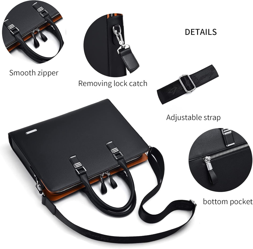 Sophisticated men's leather laptop bag, professional and genuine.