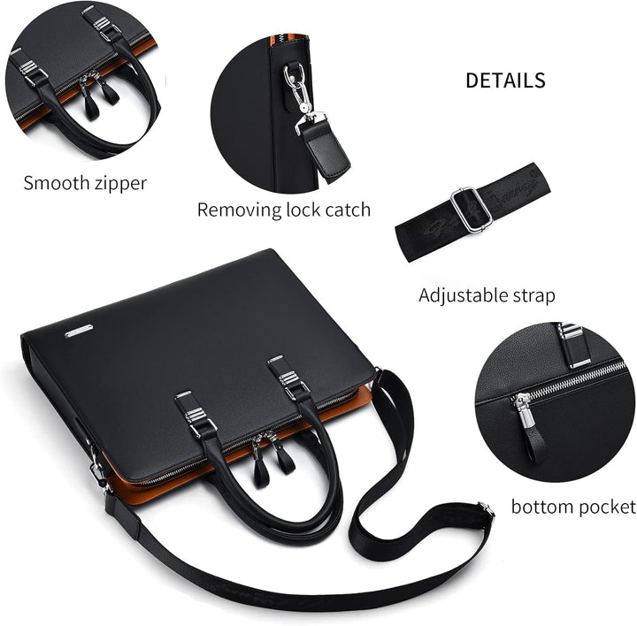 Sophisticated men's leather laptop bag, professional and genuine.