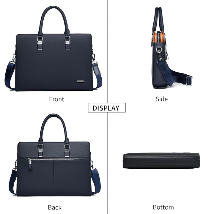 Organized men's leather business laptop bag, genuine quality for professionals.