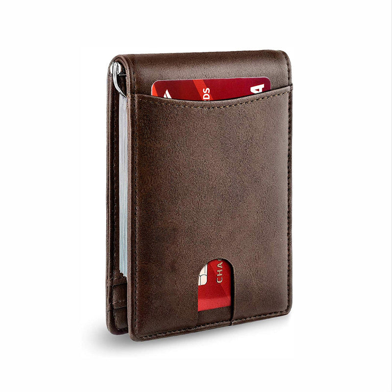 Gift idea: sophisticated men's RFID blocking leather wallet, minimalist design