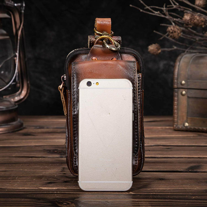 Convenient men's leather chest pack, perfect for hands-free daily essentials & travel.