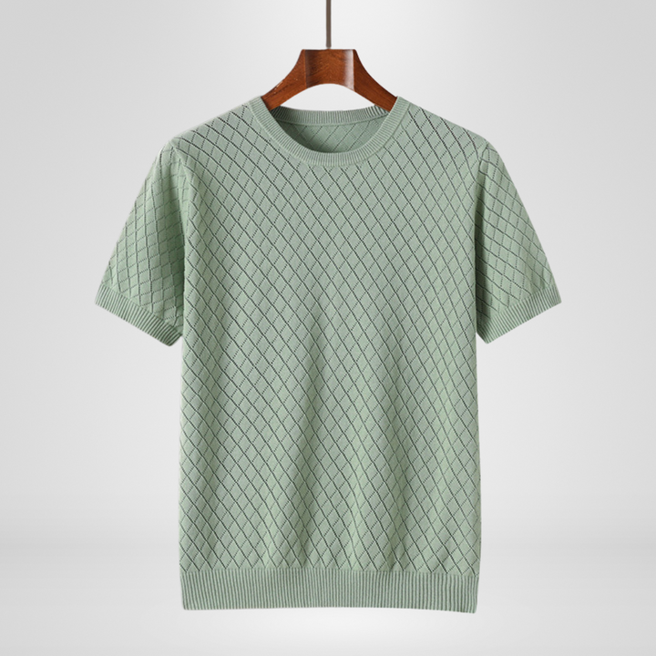Men's Harrison crewneck sweater with diamond knit texture for elevated comfort & sophisticated casual wear.