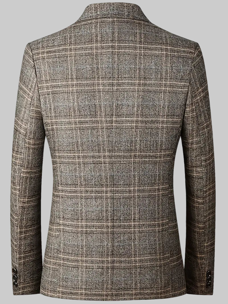 Versatile men's checked blazer jacket, ideal for office wear, business meetings & smart casual events.
