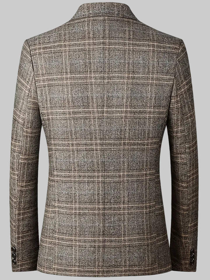 Versatile men's checked blazer jacket, ideal for office wear, business meetings & smart casual events.