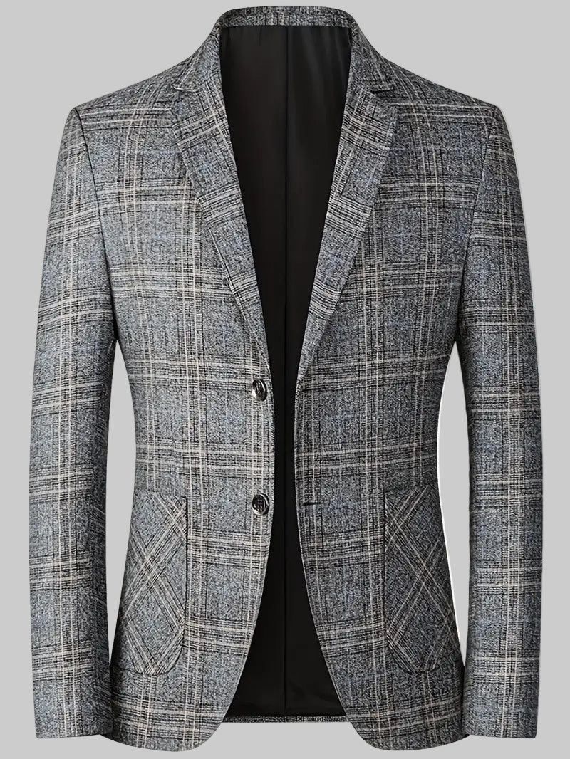 Classic men's checked blazer, a tailored heritage style jacket for sophisticated business & smart events.