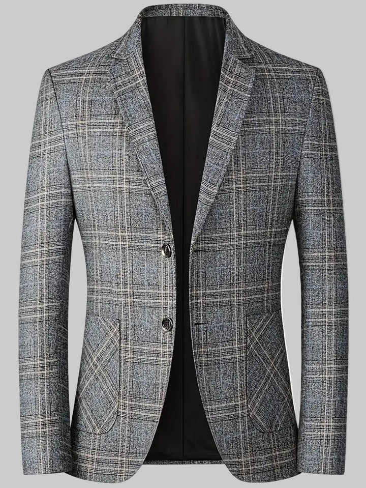 Classic men's checked blazer, a tailored heritage style jacket for sophisticated business & smart events.