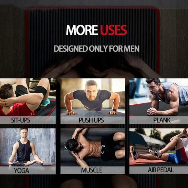 High-density men's yoga, Pilates, and workout mat. Non-slip fitness equipment for home or gym use.