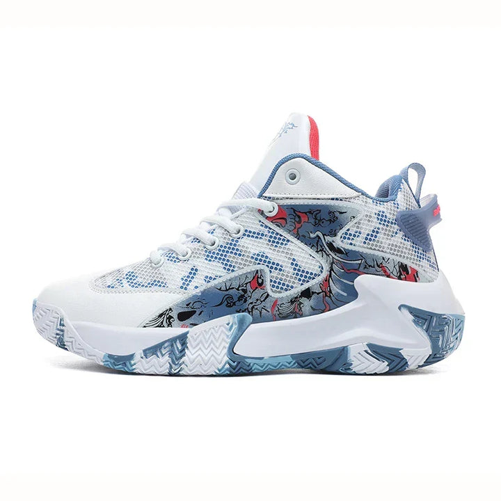 Men's high-top athletic shoes, graphic print. Calvin basketball trainers for court performance & ankle support.