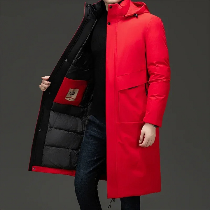 Stylish men's insulated hooded jacket, ideal outerwear for winter fashion