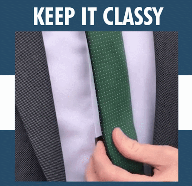 How to use an invisible magnetic tie clip for men, demonstrating easy application under a shirt