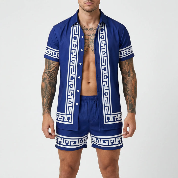 Fashionable men's printed shorts & shirt set by Jamal, a stylish choice for your summer wardrobe.