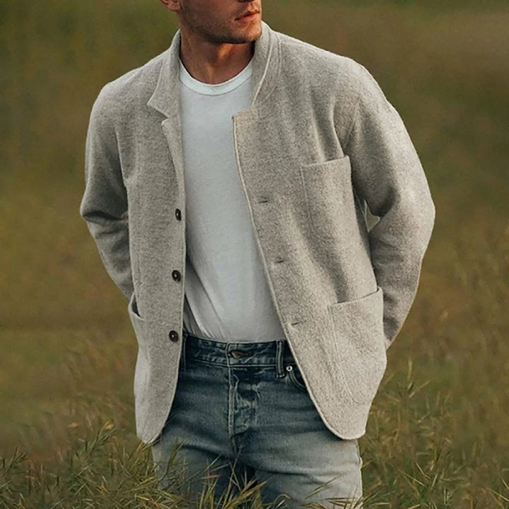 Men's Lightly Structured Everyday Blazer in dark gray, perfect for smart casual office wear.