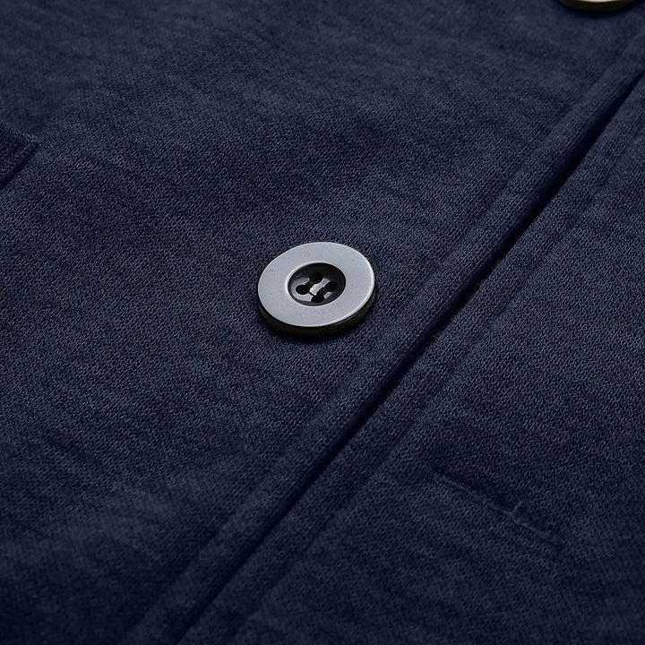 Stylish men's structured blue blazer, ideal for smart casual events and office.
