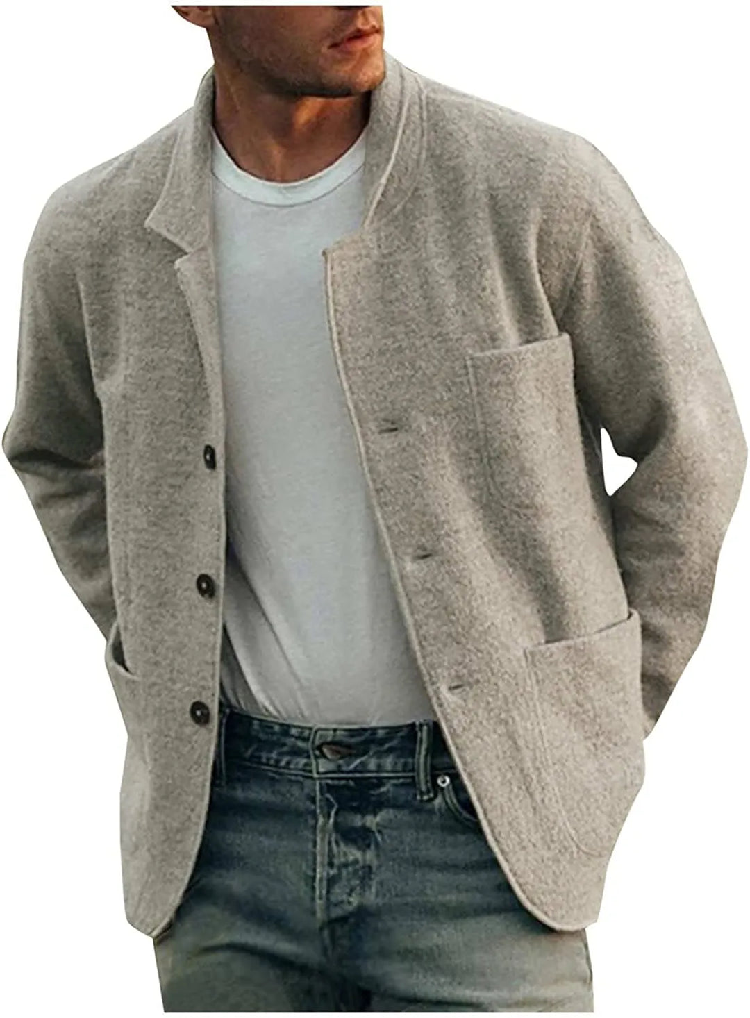 Everyday men's blazer in dark gray, offering a polished yet relaxed office wear style.