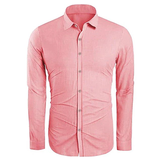 Men's crisp lightweight button-down shirt with long sleeves, great for travel & smart casual occasions.