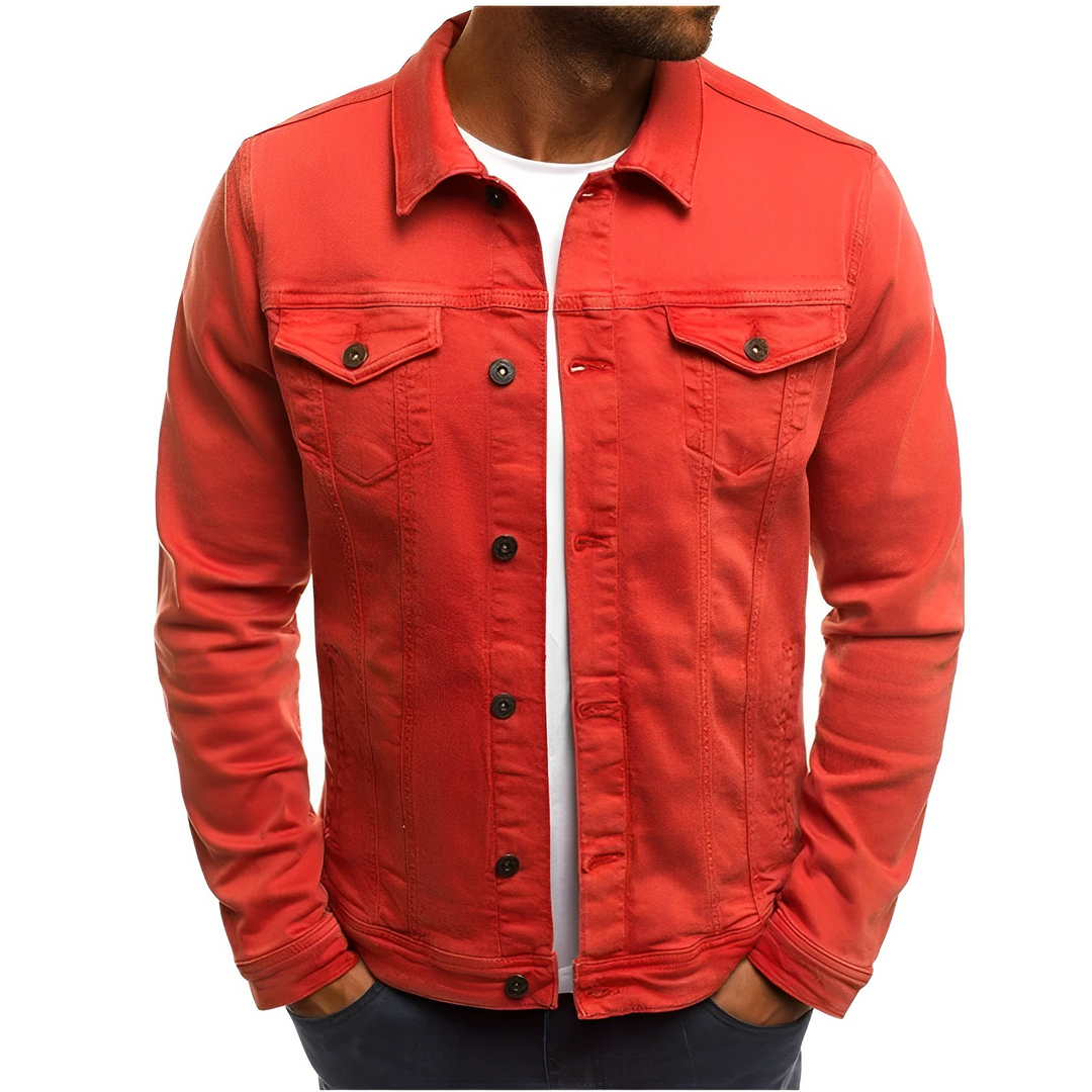 Men's lightweight denim summer jacket, ideal for warm weather casual fashion and versatile layering.