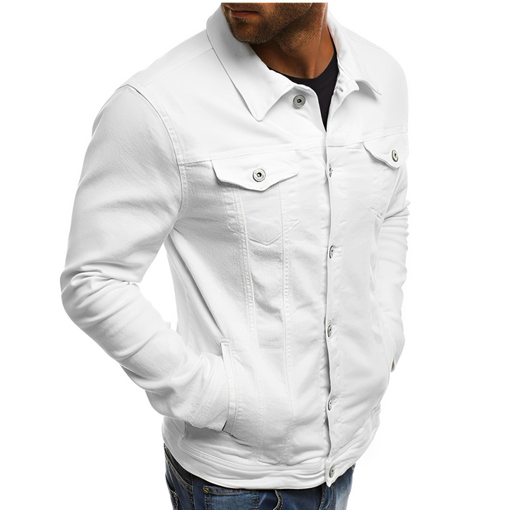Comfortable lightweight denim jacket for men. Essential summer outerwear, versatile for casual fashion.
