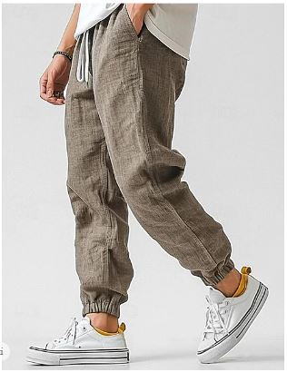 Versatile men's lightweight jogger pants, perfect for summer casual wear & spring fashion. Tapered fit.