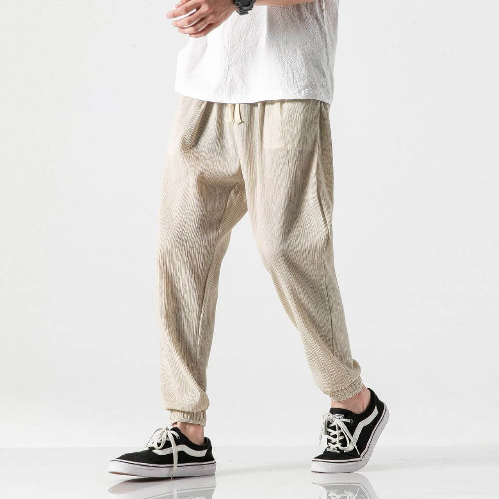 Lightweight men's summer fashion pants, with a comfortable relaxed fit.