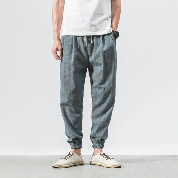 Men's relaxed fit drawstring jogger pants, ultimate comfort for summer activities.
