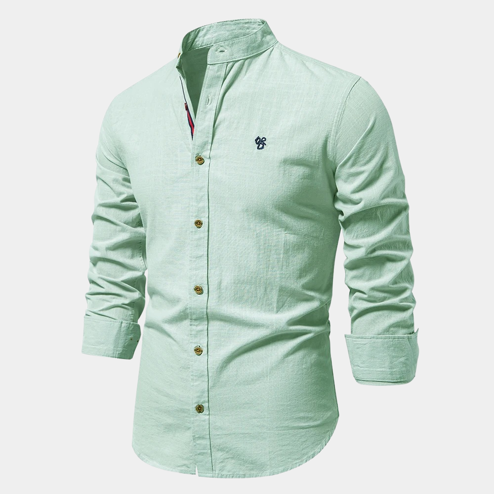 Versatile men's long-sleeve summer shirt, lightweight and breathable for smart casual or relaxed daily wear.