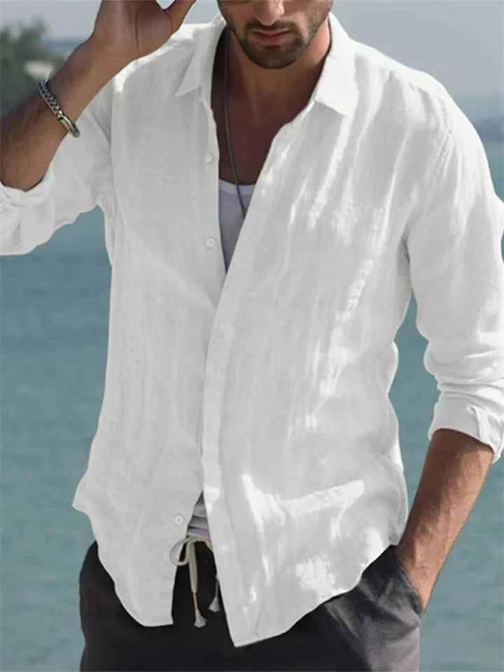 Men's lightweight long sleeve summer shirt, perfect for warm weather. Comfortable & versatile casual wear.