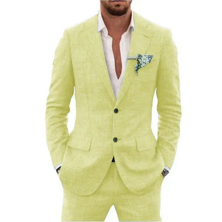 Men's tailored two-piece suit, lightweight & modern, perfect for wedding guests, summer events & formal occasions.