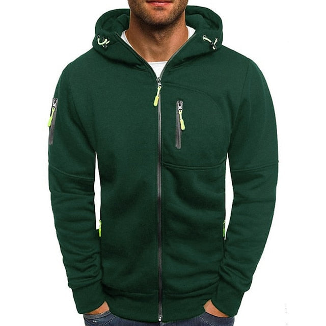 Versatile men's lightweight zip-up hoodie, a comfortable casual top for any occasion.