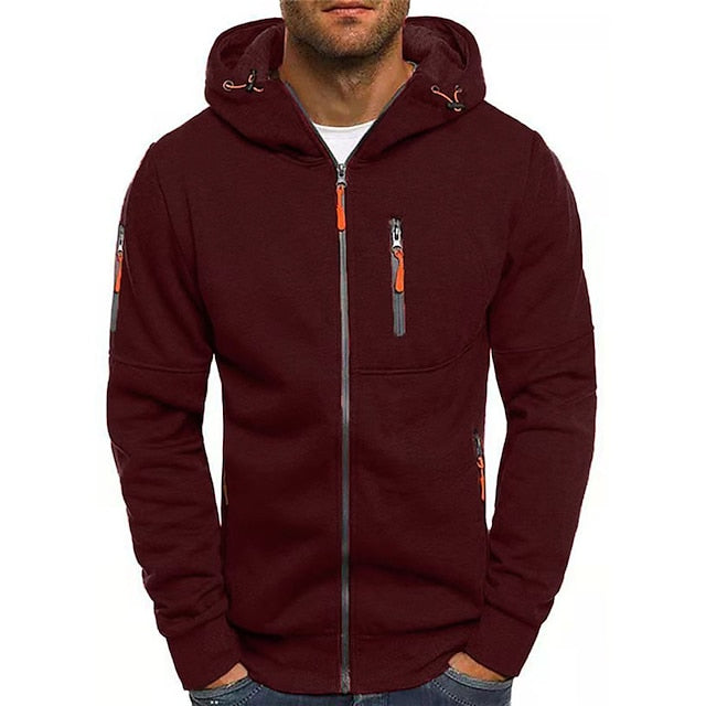 Men's lightweight zip-up hoodie, a functional & stylish activewear piece for men.