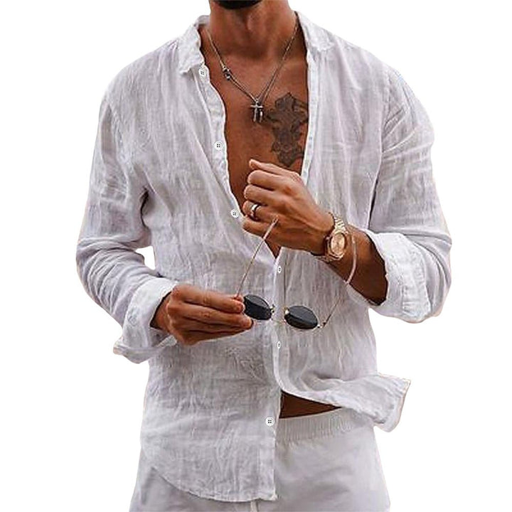 Men's long sleeve smart casual shirt, tailored fit for everyday summer wear.
