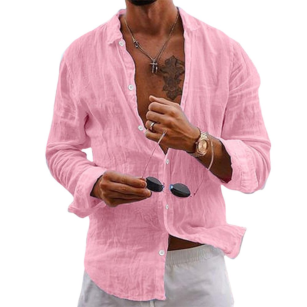 Tailored fit men's long sleeve summer shirt, ideal for smart casual everyday wear.