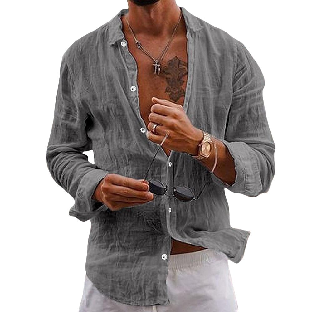 Versatile men's summer long sleeve shirt, smart casual for everyday fashion & comfort.