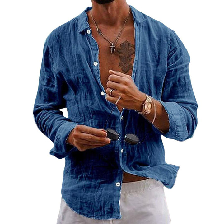 Effortless style men's smart casual long sleeve shirt, comfortable & tailored for summer apparel.