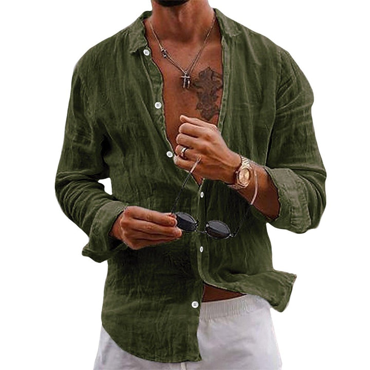 Stylish men's tailored fit casual long sleeve shirt, perfect for smart everyday summer fashion.