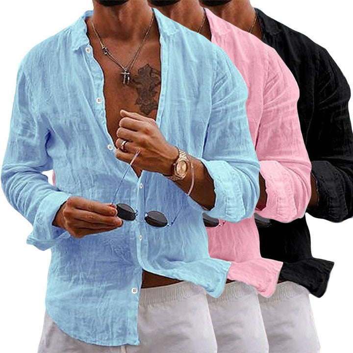 Versatile men's smart casual long sleeve shirt, ideal for effortless everyday summer style.