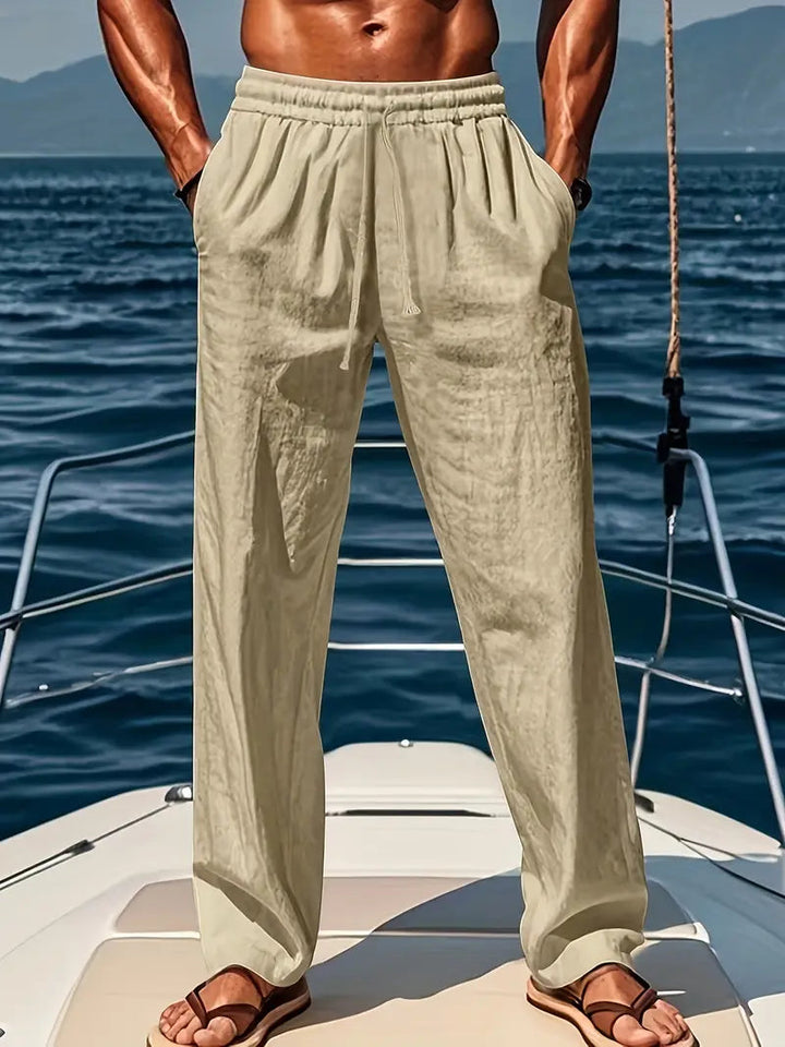 Stylish men's loose fit drawstring pants, combining ultimate comfort with a casual chino design. Versatile fashion.
