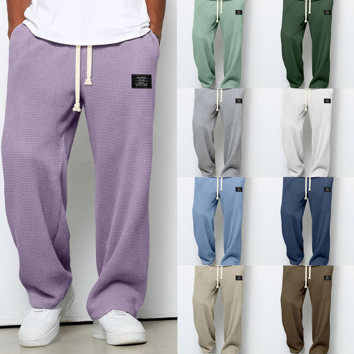 Men's casual drawstring comfort pants, loose fit, wide leg, excellent for everyday versatility.