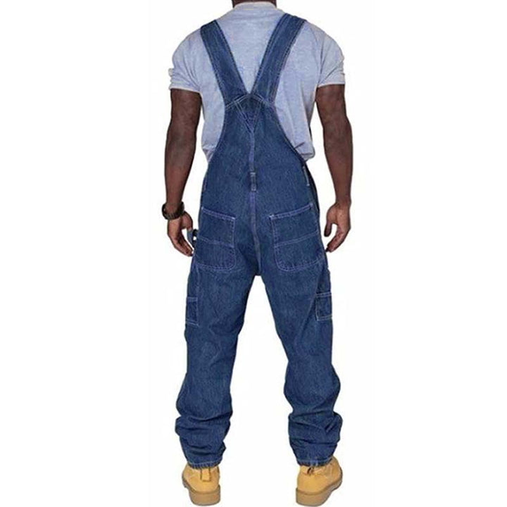 Comfortable men's loose fit utility bib overalls with practical multi-pockets for tools; durable workwear.