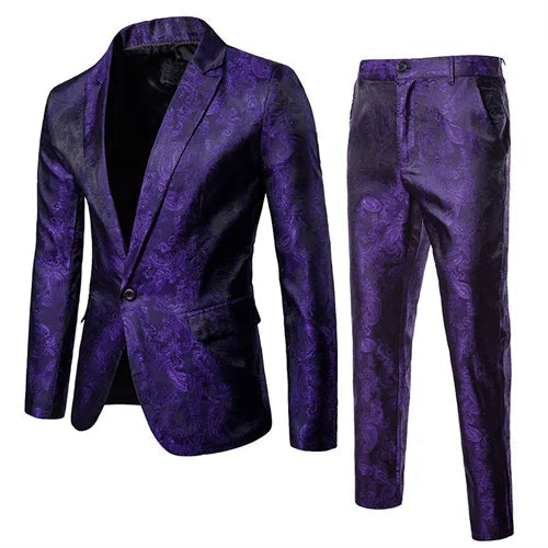 Elegant men's slim fit classic two-piece suit, perfect for weddings, business meetings, and formal events.
