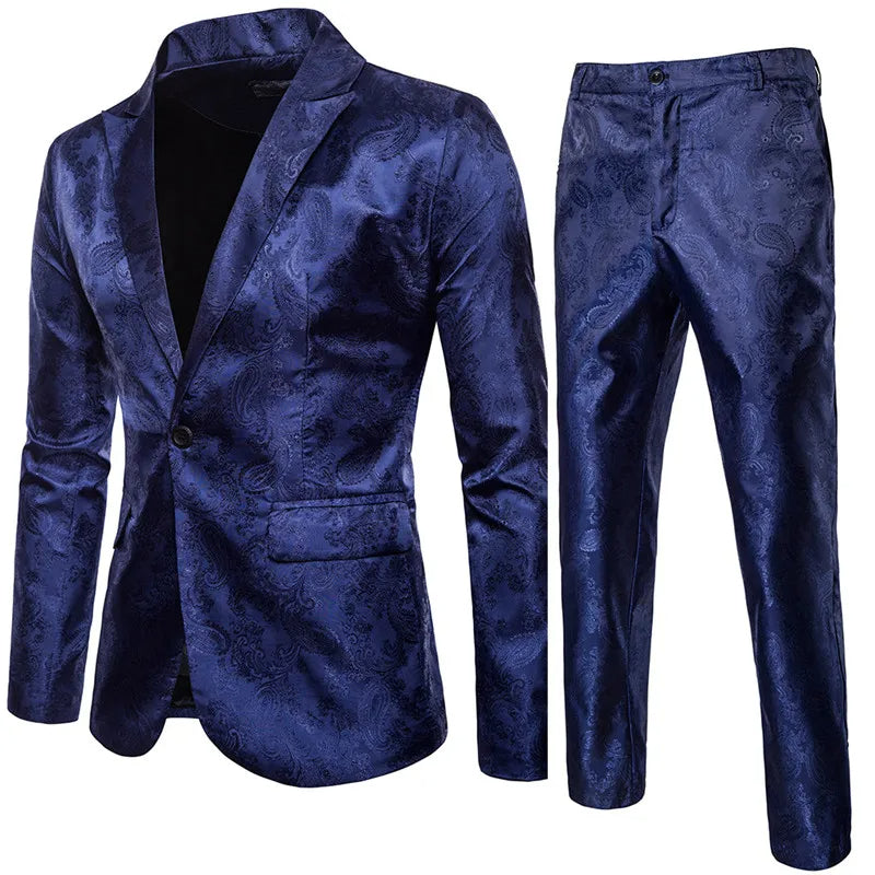 Stylish men's fashion two-piece slim fit suit, a classic choice for formal wear, business, or special events.