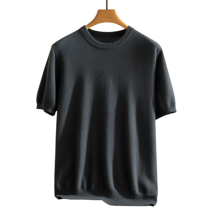 Premium men's crewneck t-shirt, short sleeve, luxurious everyday top, modern casual fashion.