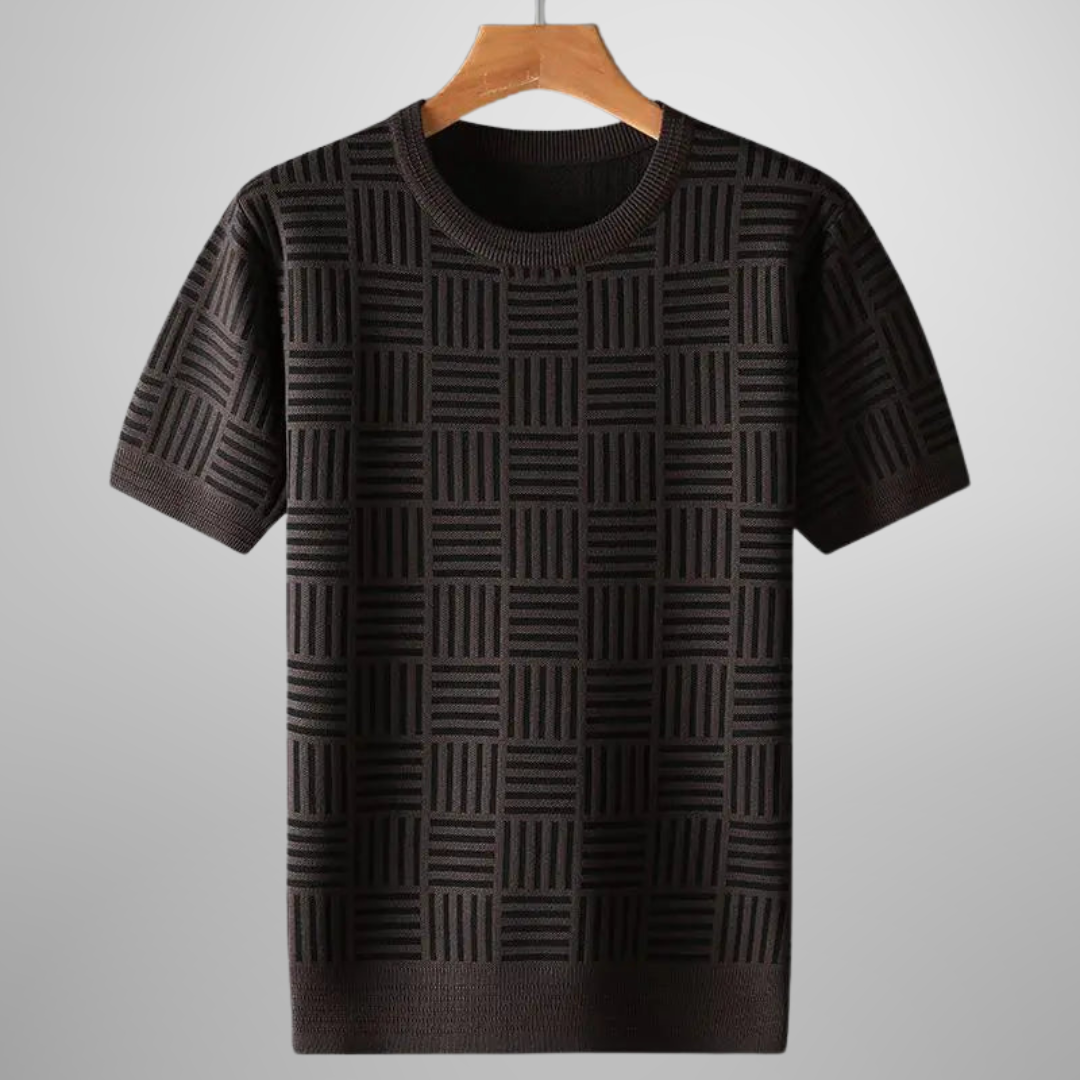Versatile men's Madison tee with unique knit texture, ideal for casual and smart-casual wear.