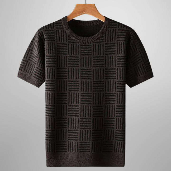 Versatile men's Madison tee with unique knit texture, ideal for casual and smart-casual wear.