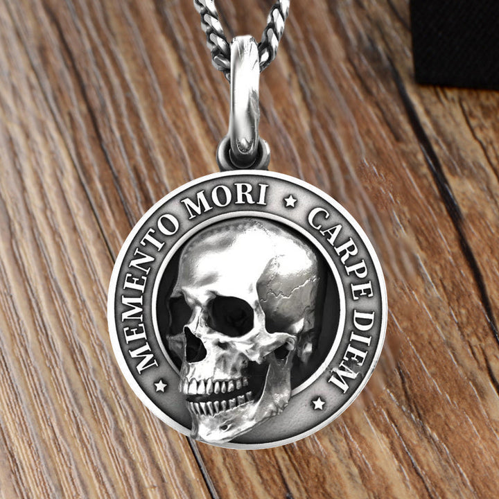 Stylish Memento Mori skull pendant, men's titanium steel necklace, perfect for gothic looks