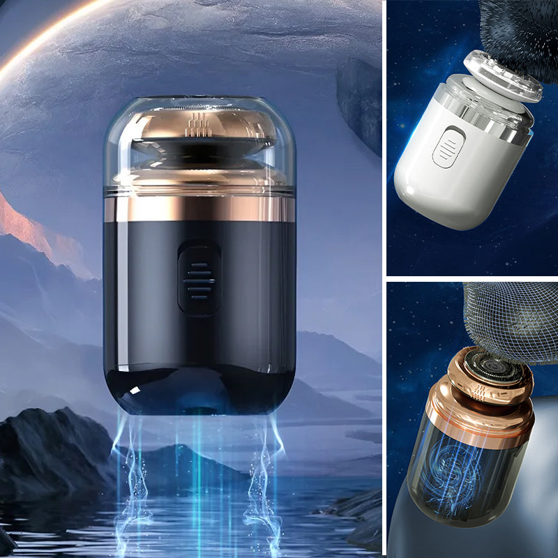 Pocket-sized electric shaver for men, demonstrating its portability for any adventure