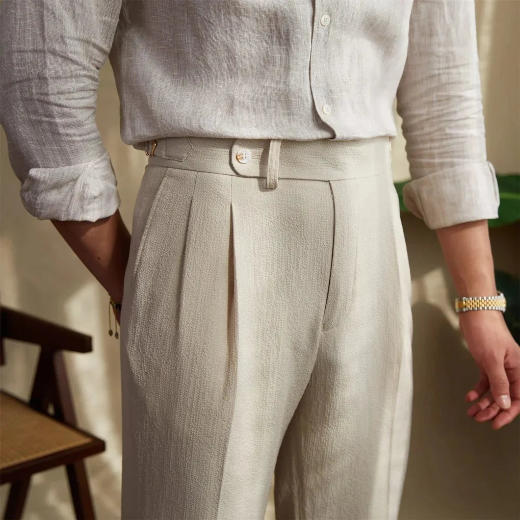 Versatile men's business pants for work & formal occasions. Clean look, comfortable, straight leg design.